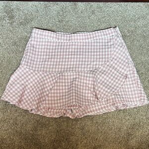 Pink and White Plaid Skirt